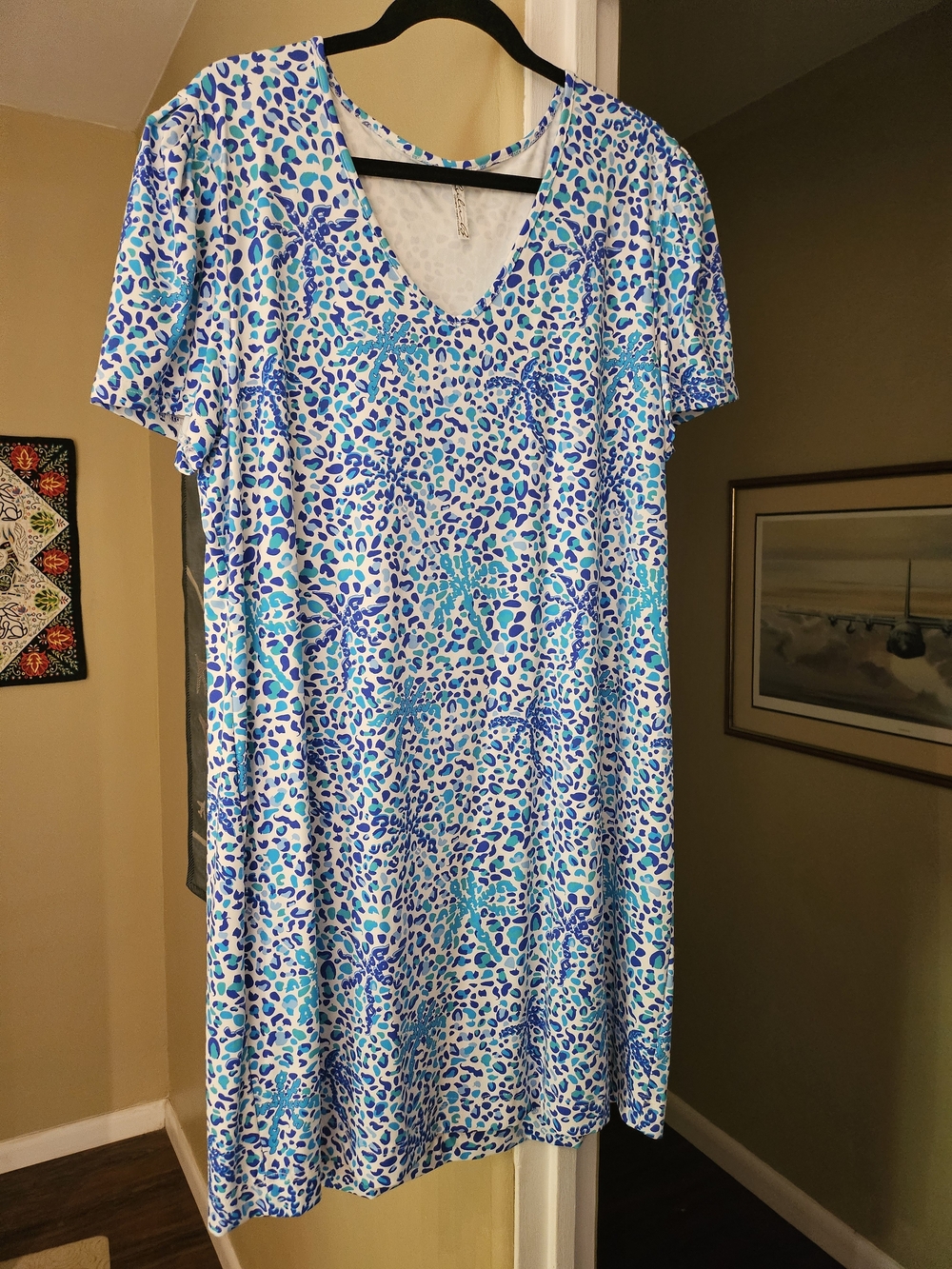 Lulu-B Blue & Teal Palm-Print Dress - Size 1X
